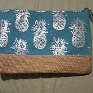 Teal and Silver Pineapple Clutch